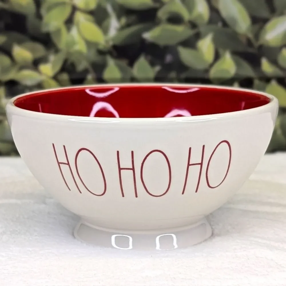 Rae Dunn HO HO HO Red/White Ceramic Holiday Bowl